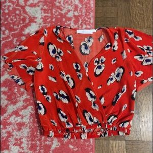 NORDSTROM flowy red floral crop top